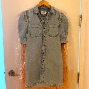 Frame puff sleeve mini denim dress